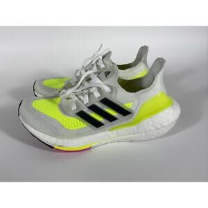 Adidas Ultraboost 21 J Running White Solar Yellow Sneakers FZ2929 Size 5